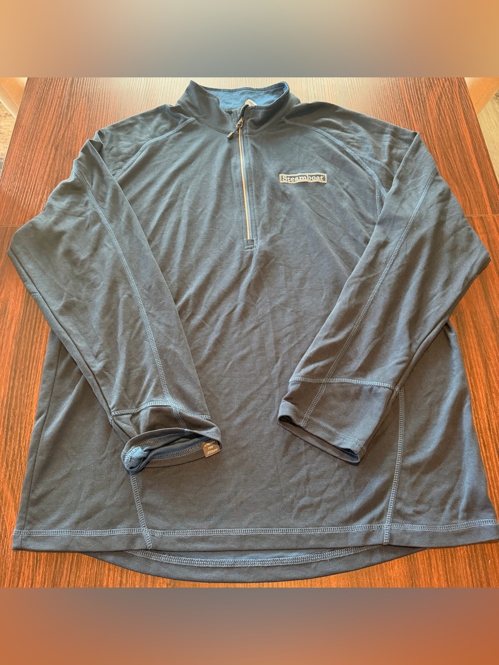 Storm Creek Steamboat Mens Blue Quarter Zip Bamboo Blend Pullover Size L